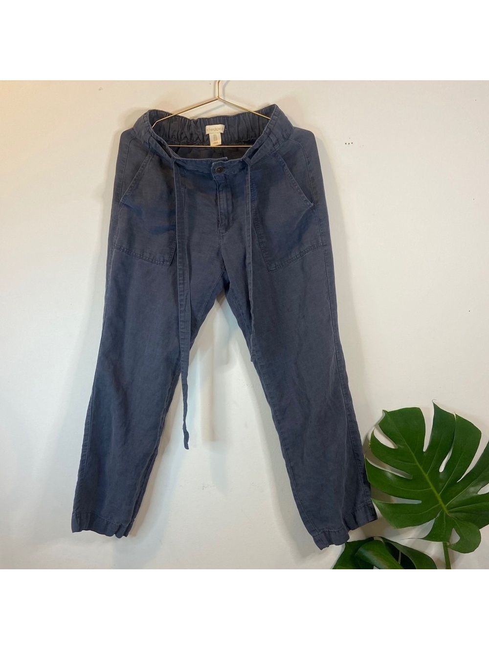 Boho Resort Wide Leg Pants Blue Casual Drawstring Pants